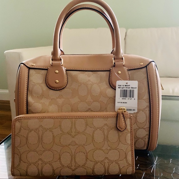 Coach signature Ivie Bennett Satchel Wallet Khaki - Picture 2 of 8